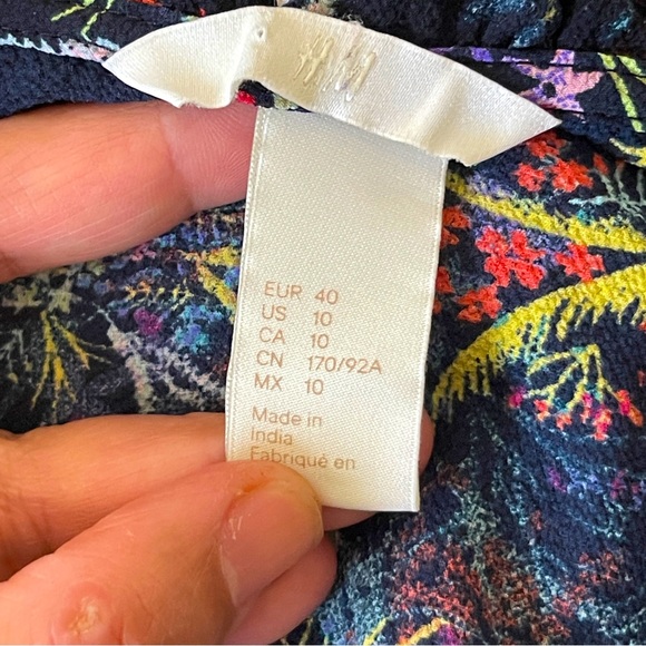 H&M Floral Dark Blue Color Boho Style Mini Dress - Picture 8 of 8